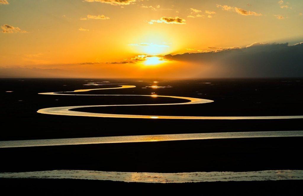 prairie, river, stream